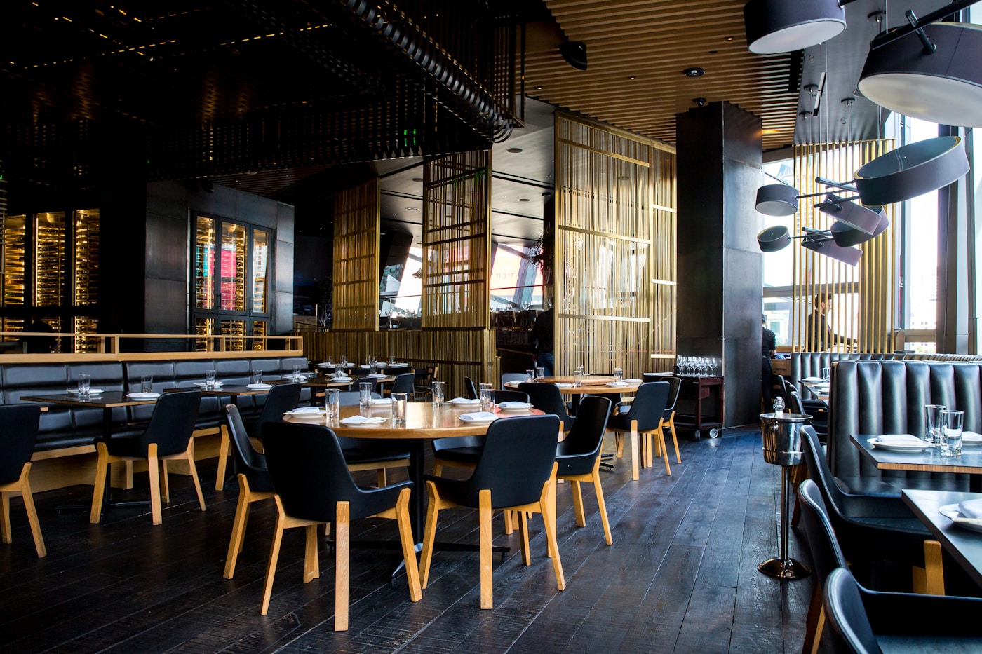 Restaurant dining space prepared for service